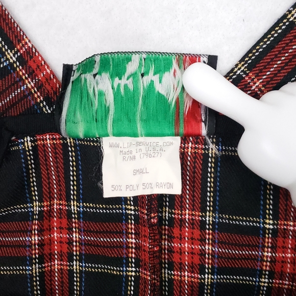 Rare Vintage Lip Service Plaid Punk Zip Up Goth Top - Picture 9 of 10